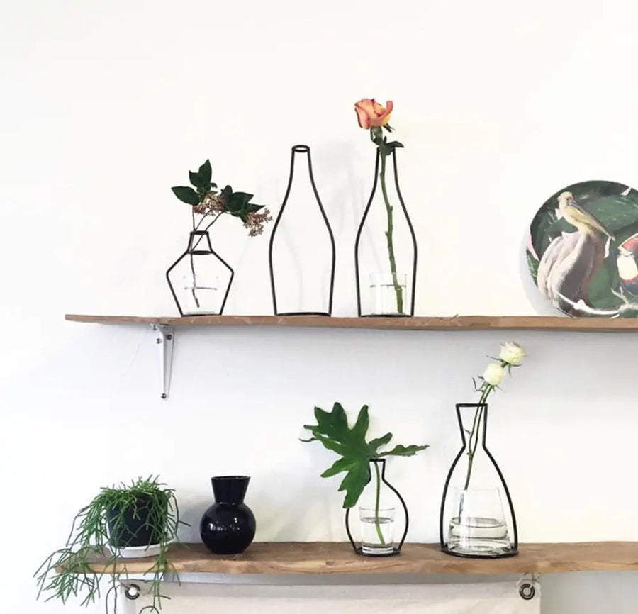 Nordic Style Iron Flower Vase – Minimalist Matte Geometric Vase for Home & Office Decor