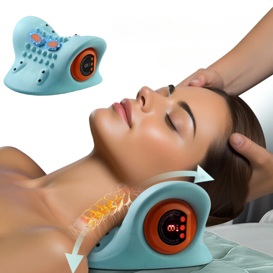 EMS Cervical Massager & Neck Stretcher – 6-Speed Electric Traction Device with Heat for Spine Alignment & Pain Relief