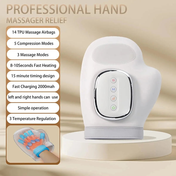 Cordless Hand Massager with Heat & Air Compression – Relief for Arthritis, Carpal Tunnel & Hand Fatigue