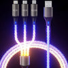 3-in-1 RGB Fast Charging Cable – 66W 6A Type-C, Micro USB & Lightning with Glowing Light