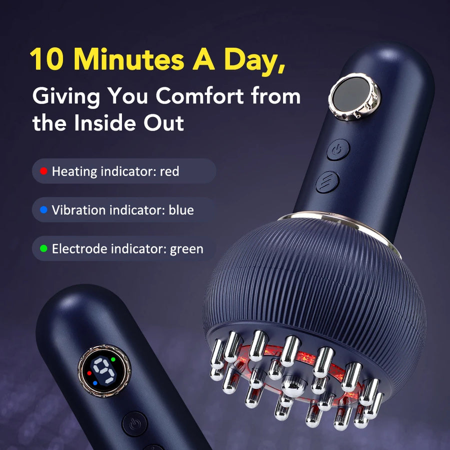 Electric Gua Sha Cupping Massager – 4-in-1 Meridian Brush with Hot Compress & Microcurrent