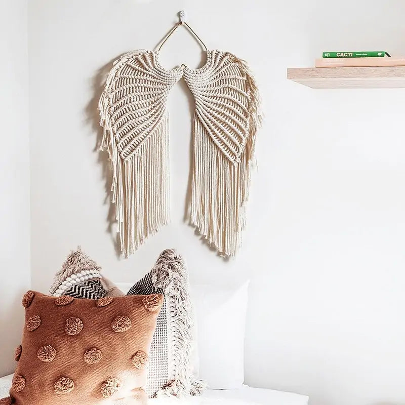 Angel Wings Woven Wall Hanging Decor – Boho Nursery & Home Decoration
