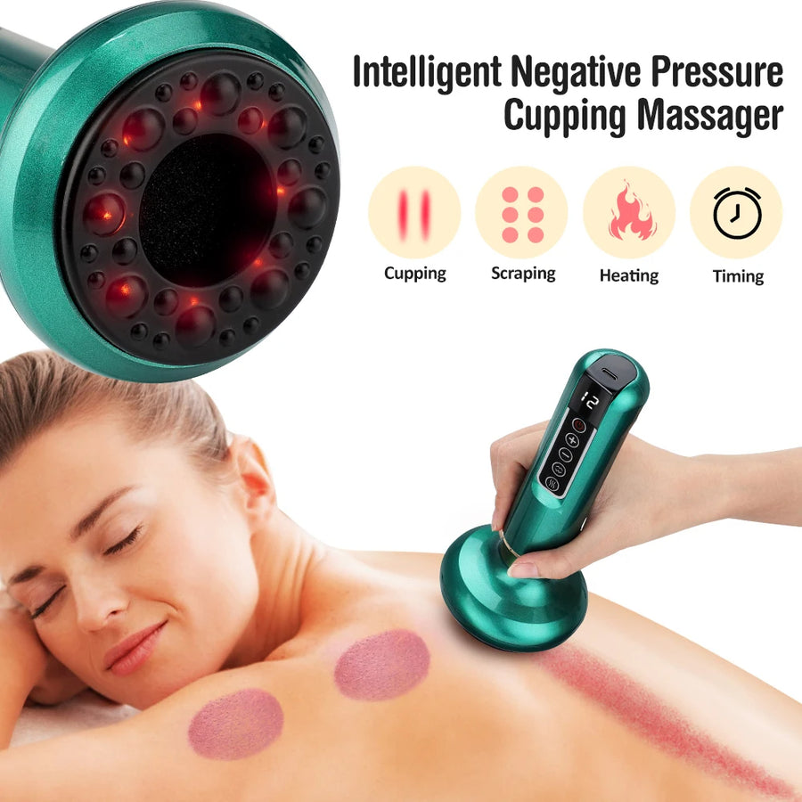 Electric Infrared Cupping Massager – 12-Level Smart Suction with Heat Therapy for Cellulite, Muscle Relief & Detox