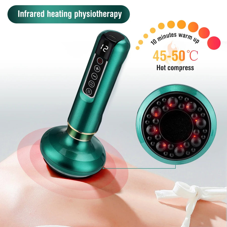 Electric Infrared Cupping Massager – 12-Level Smart Suction with Heat Therapy for Cellulite, Muscle Relief & Detox