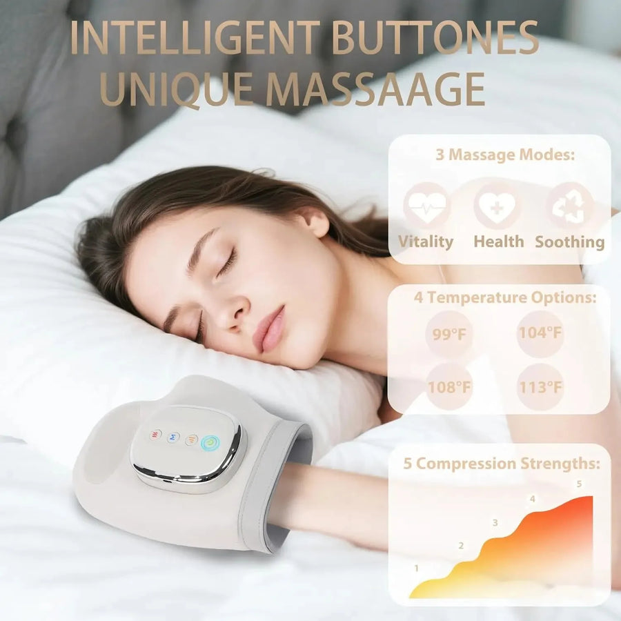 Cordless Hand Massager with Heat & Air Compression – Relief for Arthritis, Carpal Tunnel & Hand Fatigue