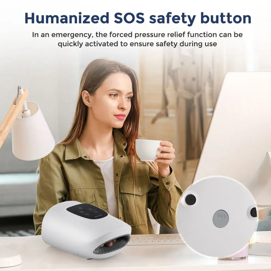 Wireless Electric Hand Massager with Heat & Air Compression – 360° Relief for Carpal Tunnel, Stiffness & Fatigue