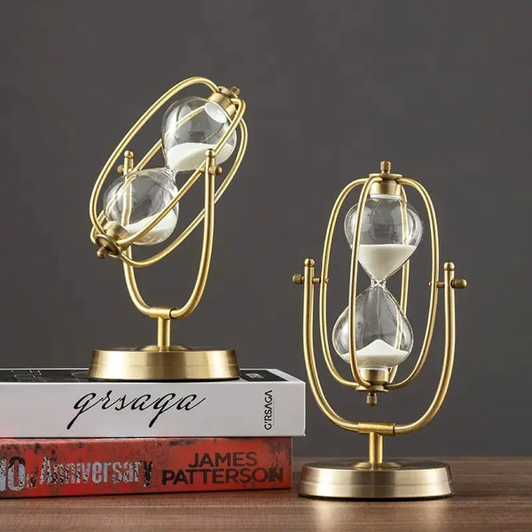 SenYork 360° Rotating Metal Sand Hourglass – Decorative Timer for Desk & Home