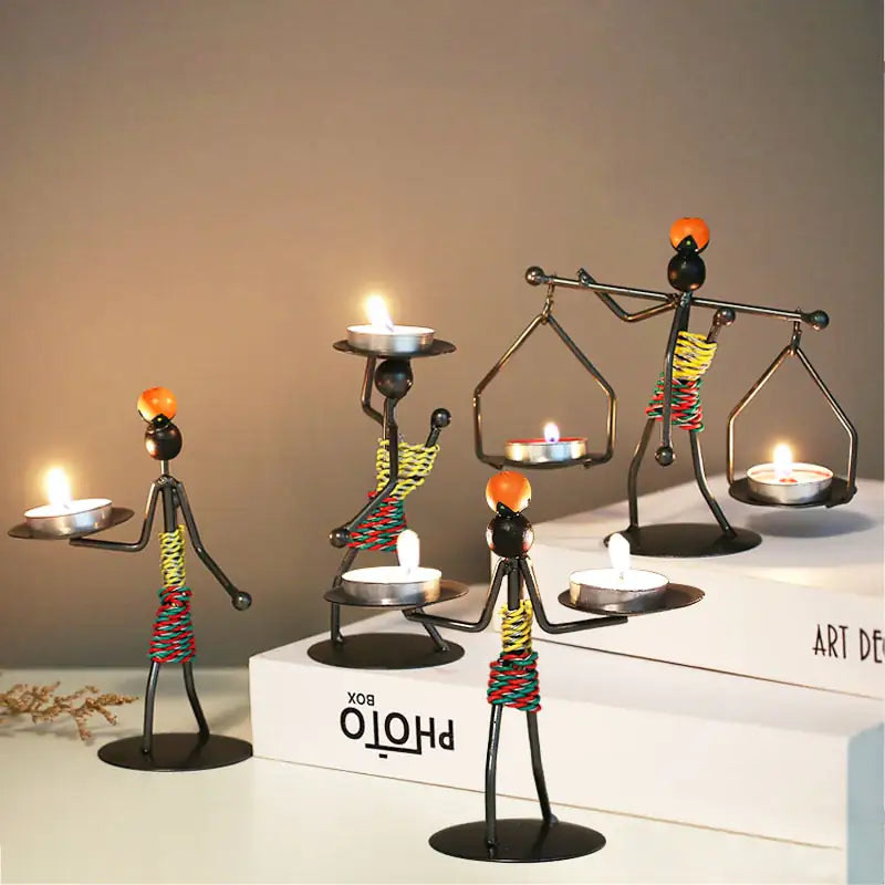 Nordic Metal Candlestick – Minimalist Scandinavian Home Decor for Dining & Shelf