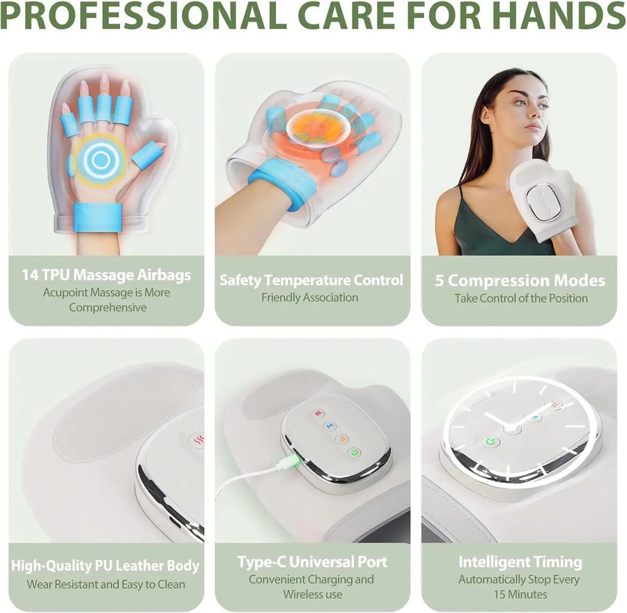 Cordless Hand Massager with Heat & Air Compression – Relief for Arthritis, Carpal Tunnel & Hand Fatigue