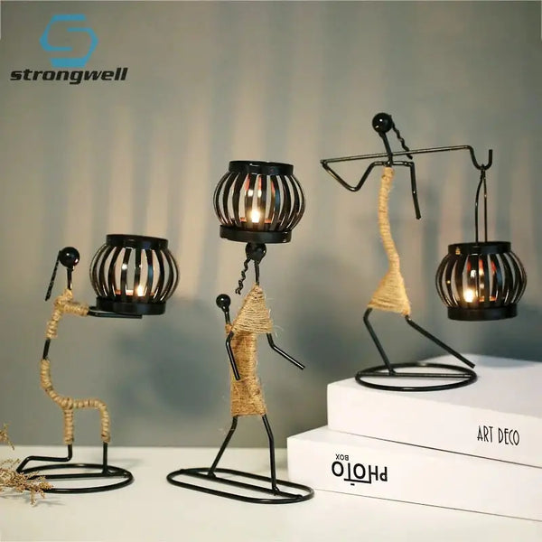 Nordic Metal Candlestick – Minimalist Scandinavian Home Decor for Dining & Shelf