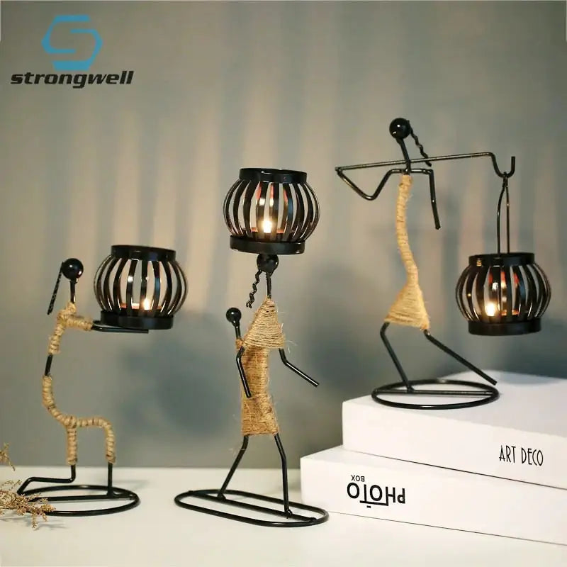Nordic Metal Candlestick – Minimalist Scandinavian Home Decor for Dining & Shelf