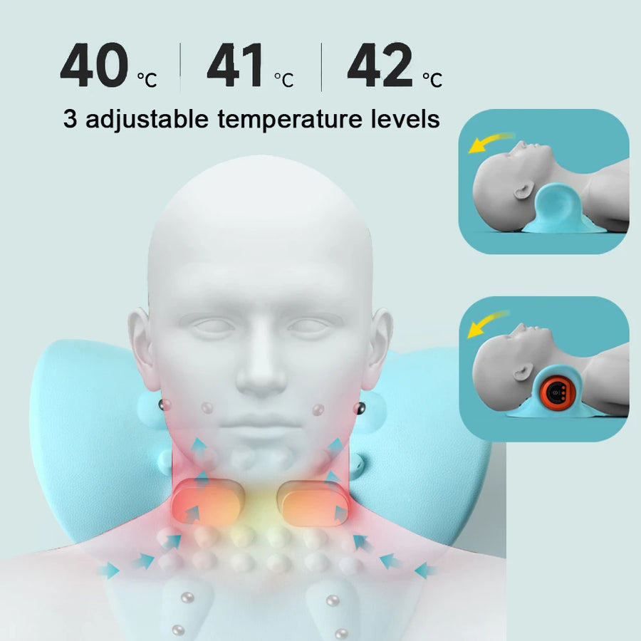 EMS Cervical Massager & Neck Stretcher – 6-Speed Electric Traction Device with Heat for Spine Alignment & Pain Relief