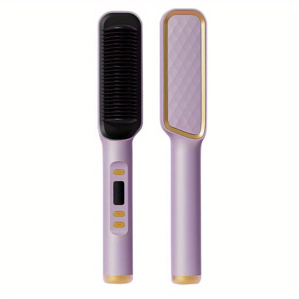 Preheated Hair Straightening Comb – Dual Voltage 110V/220V, Anti-Scald for All Hair Types