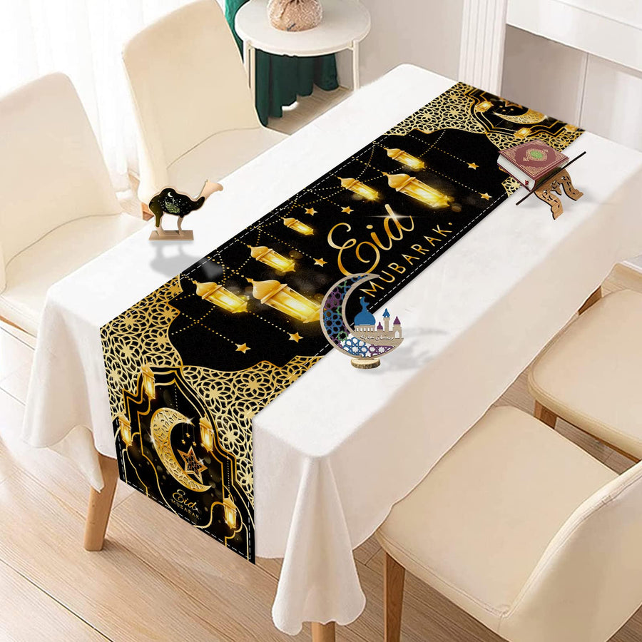 EID Mubarak Table Runner – Elegant Ramadan & Eid Festive Home Decoration