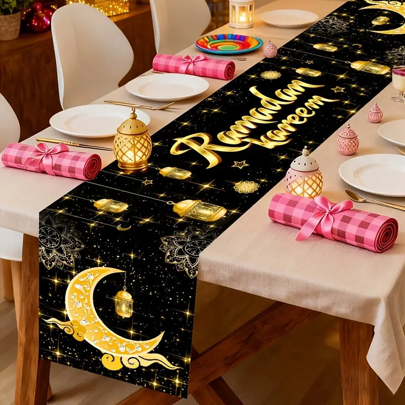 EID Mubarak Table Runner – Elegant Ramadan & Eid Festive Home Decoration