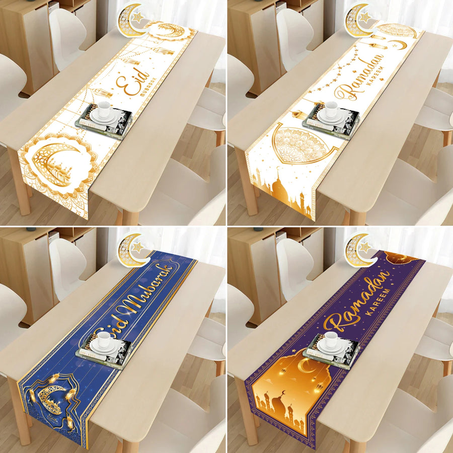 EID Mubarak Table Runner – Elegant Ramadan & Eid Festive Home Decoration