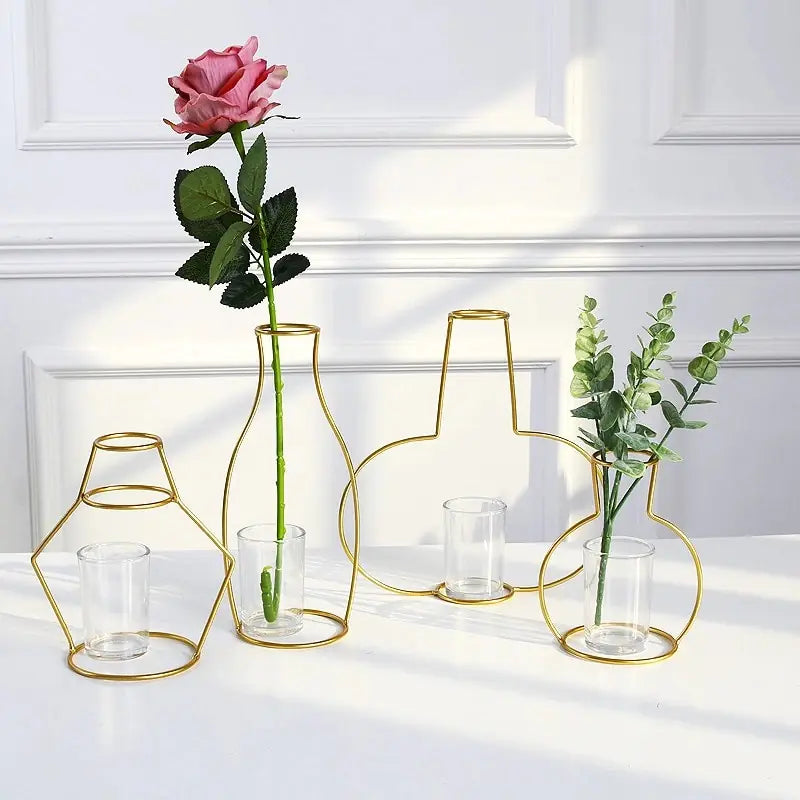 Nordic Style Iron Flower Vase – Minimalist Matte Geometric Vase for Home & Office Decor