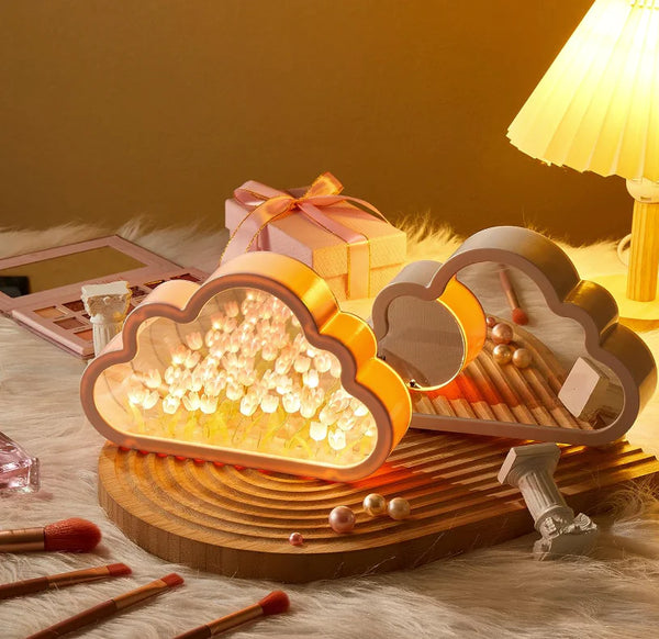 Cloud Tulip Mirror Lamp – Aesthetic LED Night Light for Bedroom & Room Decor