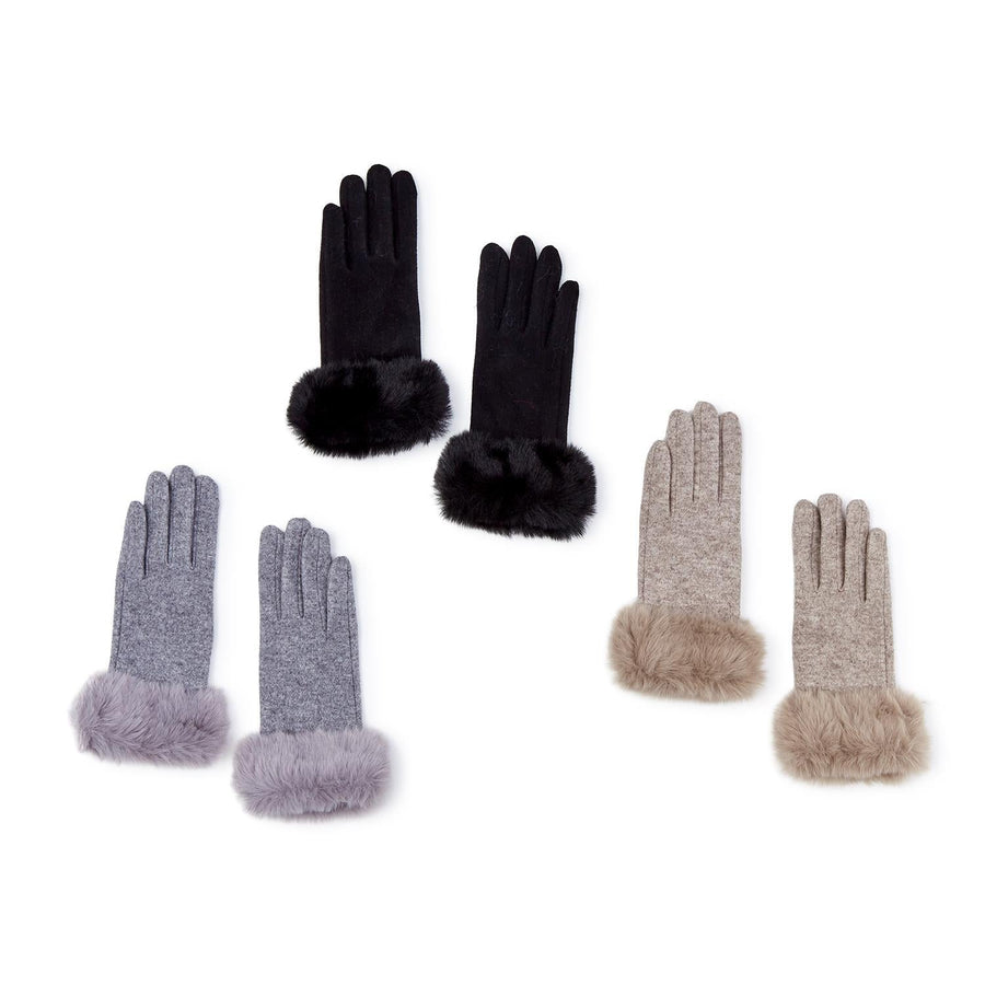Faux Fur Cuff Smart Touch Winter Gloves – Touchscreen Compatible, Warm & Stylish