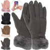 Faux Fur Cuff Smart Touch Winter Gloves – Touchscreen Compatible, Warm & Stylish