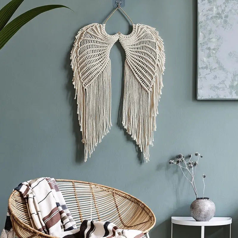 Angel Wings Woven Wall Hanging Decor – Boho Nursery & Home Decoration