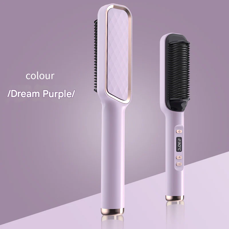 Preheated Hair Straightening Comb – Dual Voltage 110V/220V, Anti-Scald for All Hair Types