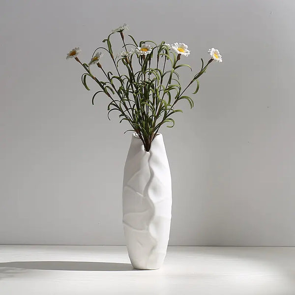 Modern Minimalist White Hemp Rope Ceramic Vase – Scandinavian & Boho Home Decor
