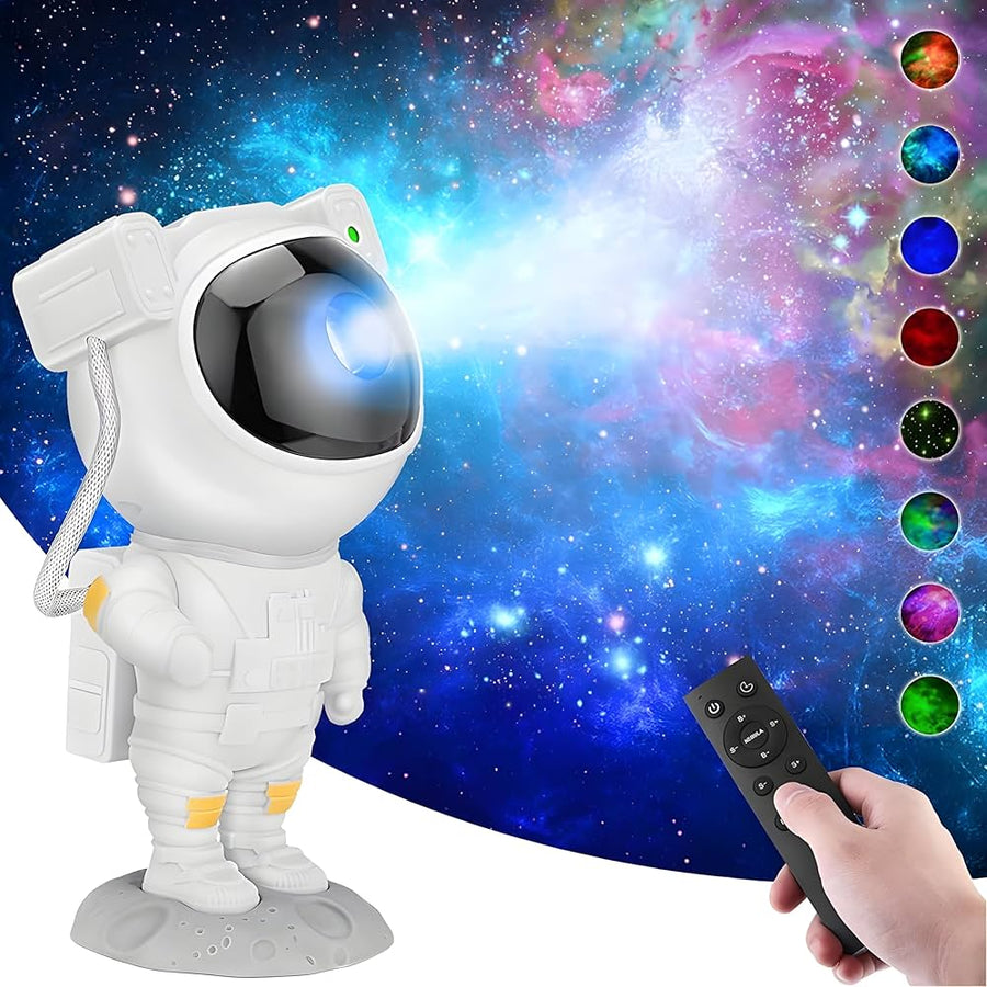 Rocket Astronaut Galaxy Starry Sky Projector Lamp – LED Night Light for Bedroom & Desk