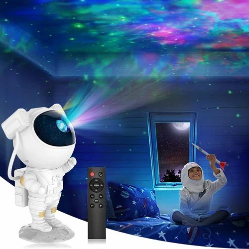 Rocket Astronaut Galaxy Starry Sky Projector Lamp – LED Night Light for Bedroom & Desk