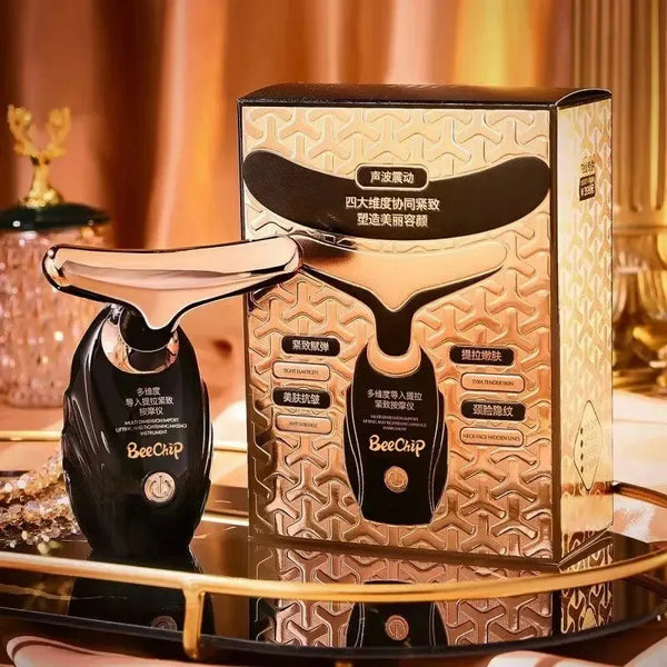 Electric Facial Beauty Massager – Black Gold Vibration Lift & Firm Skin Tool