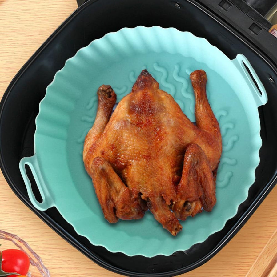 Reusable Silicone Air Fryer Liner Pot – 8 Inch Non-Stick, Oil-Draining, Dishwasher Safe
