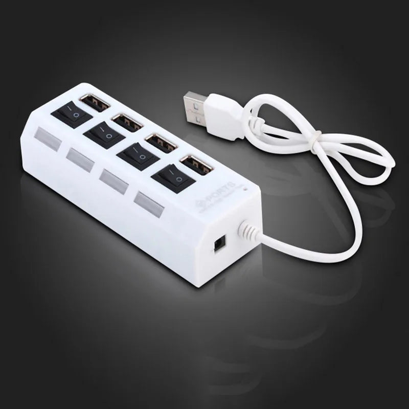 High-Speed USB 2.0 Hub Adapter – 4 or 7 Port USB Splitter with LED Switch for PC & Laptop