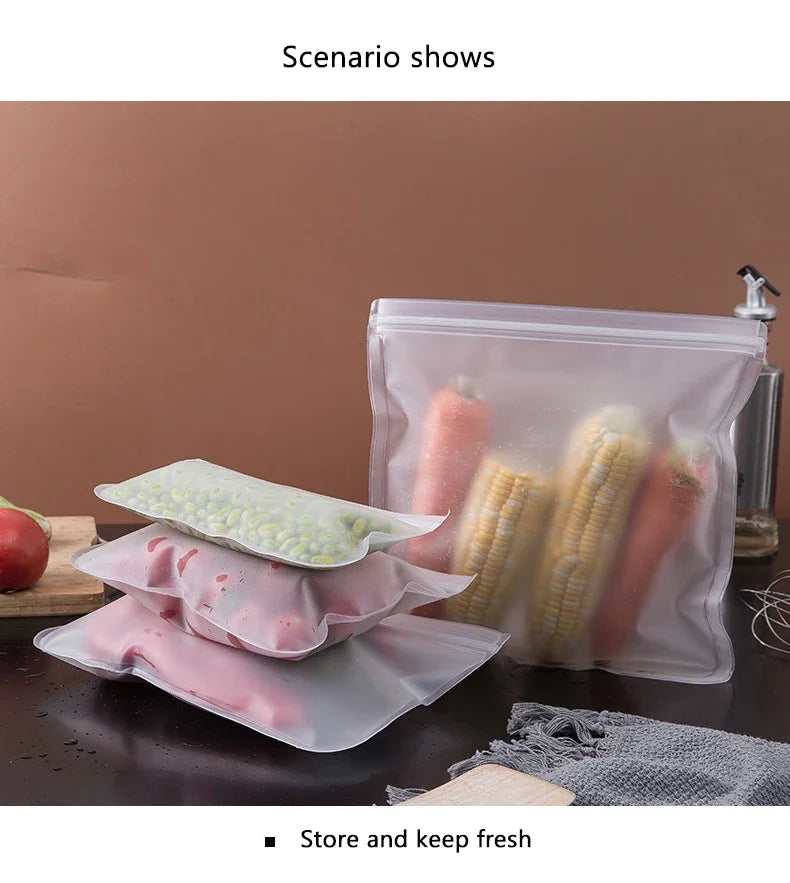 Reusable Silicone Food Storage Bags – Leakproof Stand-Up Zip Lunch Bags, BPA-Free