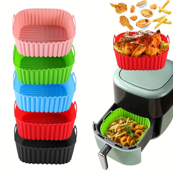 Reusable Square Silicone Air Fryer Liner – Non-Stick, Dishwasher Safe Baking Insert