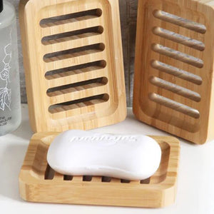 Natural Bamboo Soap Dish Holder – Mildew-Proof Draining Soap Box for Bathroom