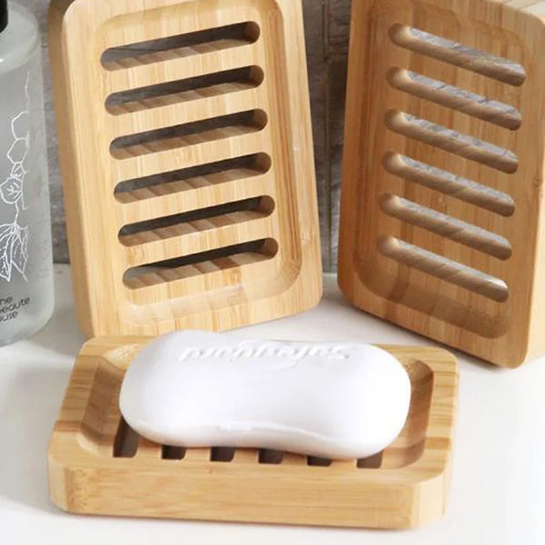 Natural Bamboo Soap Dish Holder – Mildew-Proof Draining Soap Box for Bathroom