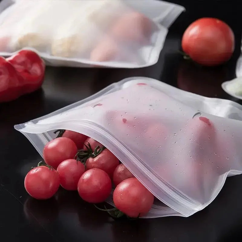 Reusable Silicone Food Storage Bags – Leakproof Stand-Up Zip Lunch Bags, BPA-Free