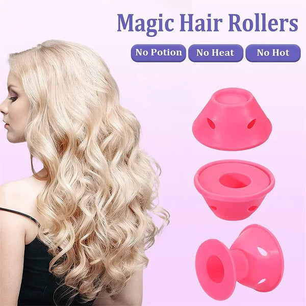 Heatless Hair Curlers Set – 10 Pcs Soft Overnight Silicone Rollers for Women & Kids, No Heat Damage