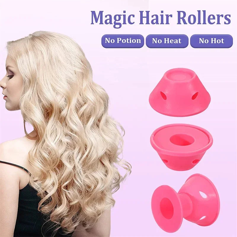 Heatless Hair Curlers Set – 10 Pcs Soft Overnight Silicone Rollers for Women & Kids, No Heat Damage