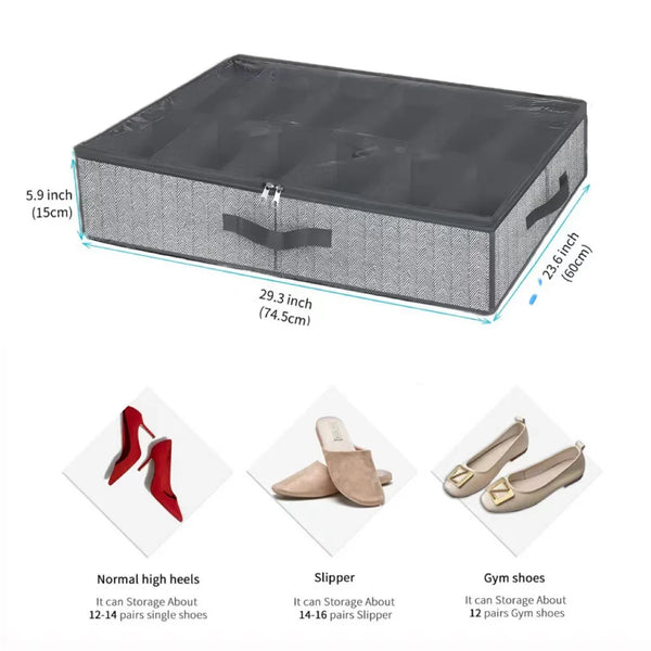 Under Bed Shoe Storage Organizer – Holds 12–16 Pairs, Transparent Window, Foldable