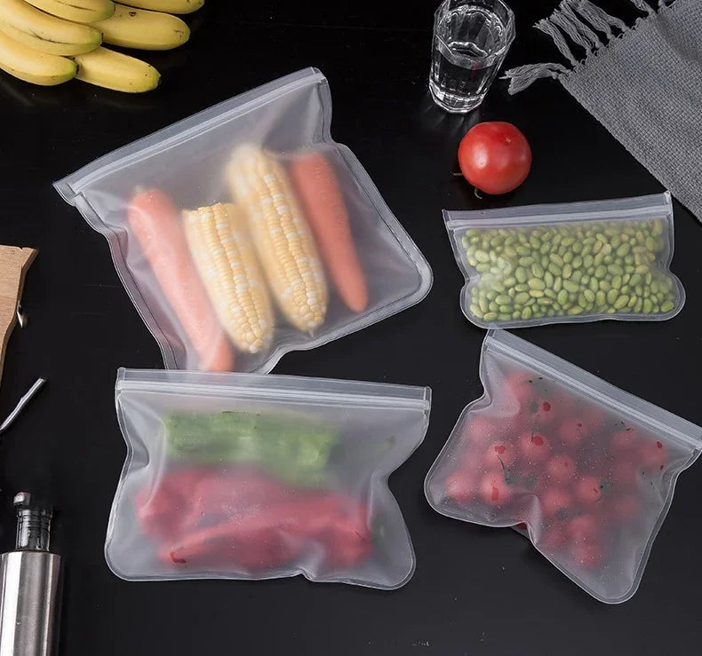 Reusable Silicone Food Storage Bags – Leakproof Stand-Up Zip Lunch Bags, BPA-Free
