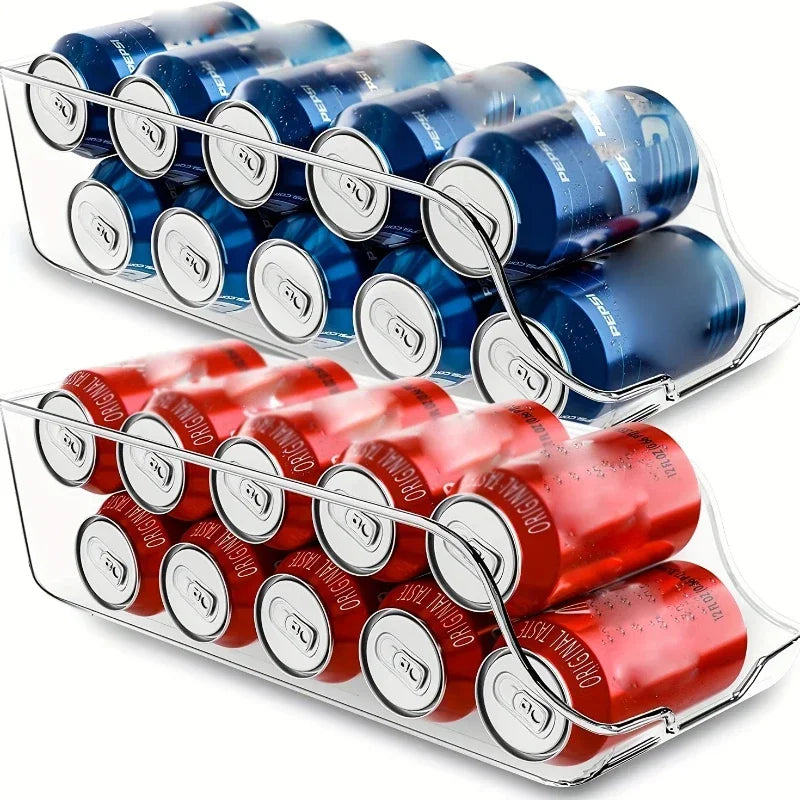 Refrigerator Can Dispenser & Organizer Bins – Auto Rolling Soda Can Holder for Fridge & Pantry
