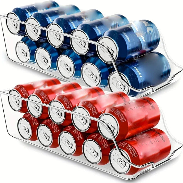 Refrigerator Can Dispenser & Organizer Bins – Auto Rolling Soda Can Holder for Fridge & Pantry