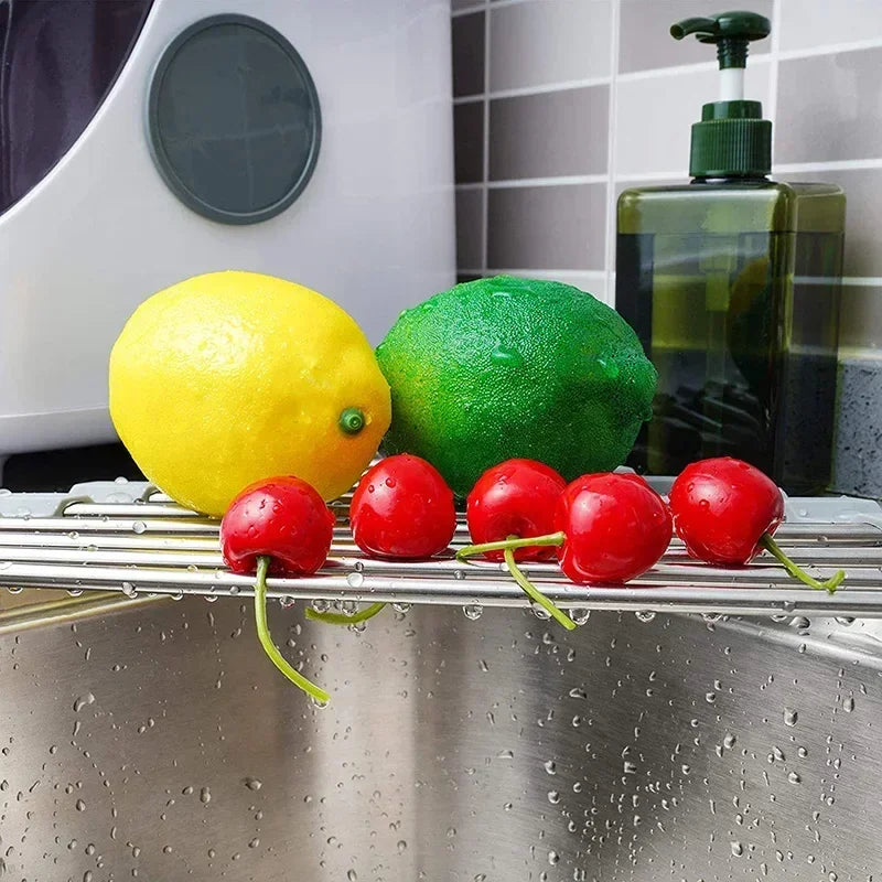 Foldable Triangle Dish Drying Rack – Stainless Steel Corner Sink Organizer & Sponge Holder