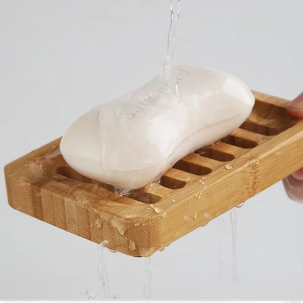 Natural Bamboo Soap Dish Holder – Mildew-Proof Draining Soap Box for Bathroom