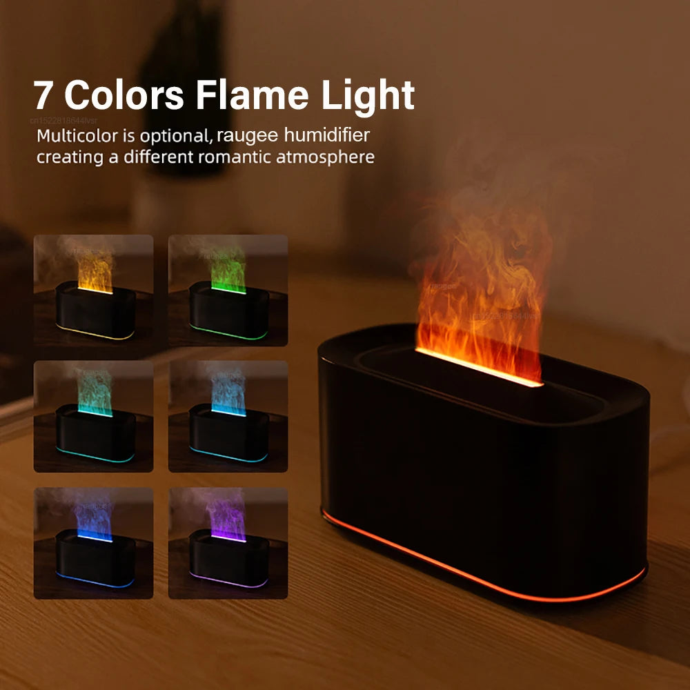 Flame Aroma Humidifier Essential Oil Diffuser with LED Night Light – USB Mini Air Diffuser
