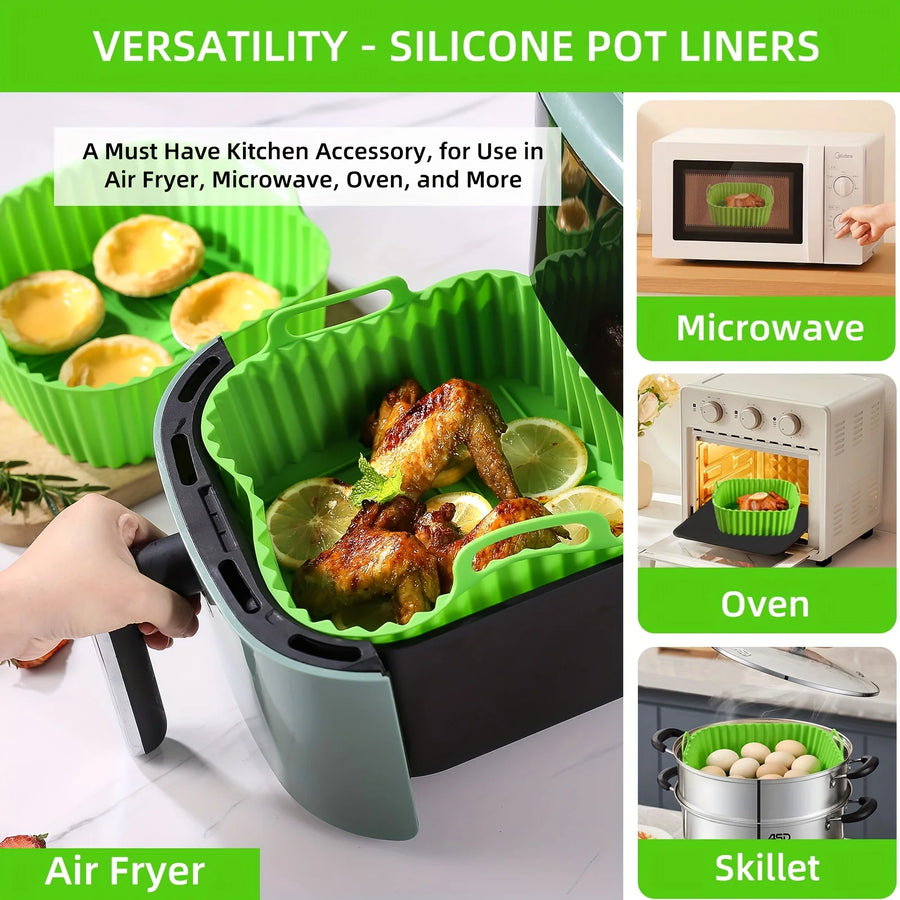 Reusable Square Silicone Air Fryer Liner – Non-Stick, Dishwasher Safe Baking Insert