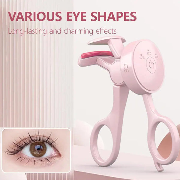 Electric Heated Eyelash Curler – USB Rechargeable, 3 Temperature Settings & Anti-Scald Makeup Tool