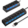 High-Speed USB 2.0 Hub Adapter – 4 or 7 Port USB Splitter with LED Switch for PC & Laptop