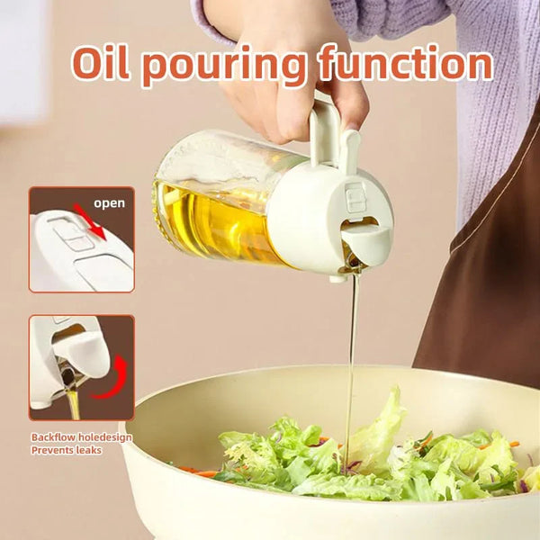 2-in-1 Oil Spray & Pour Dispenser Bottle – 500ml Refillable Olive Oil Sprayer for Cooking, BBQ & Air Fryer
